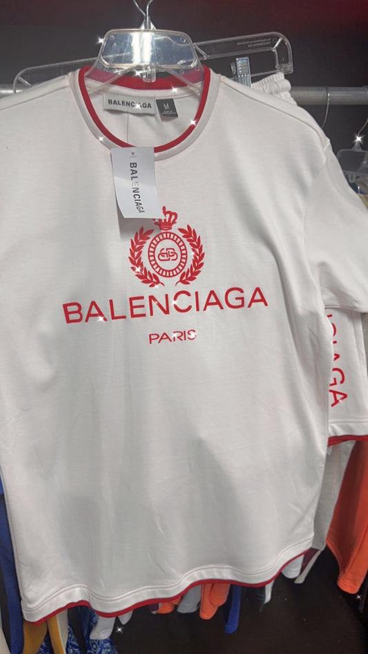 Balenciaga Shorts Set [White|Red]