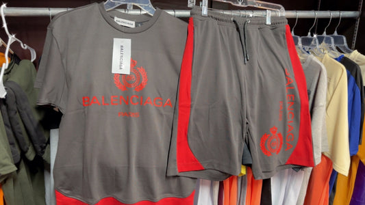 Men's Balenciaga Shorts Set [Grey|Red]